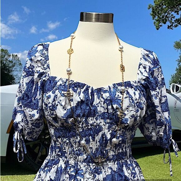 TORY BURCH STATEMENT PEARLS AND NATURAL SMOKY QUARTZ CRYSTALS NECKLACE - Picture 5 of 7